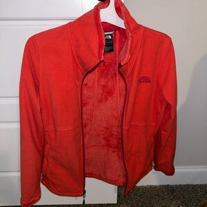 Orange and Magenta Fleece Lined North Face Jacket